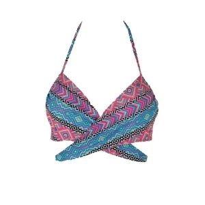 NWT Sundazed Tile Stripe Tribal Bra 36 D Wrap Underwired Bikini Swim Top #95749