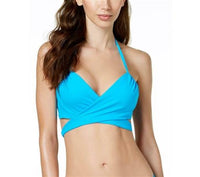 NWT Sundazed Simone Tide Blue 34 C Halter Wrap Bikini Swim Top #95794