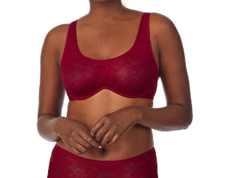 NWT Le Mystere 34C Stretch Lace Unlined Underwire 8232 Red Bra 96033