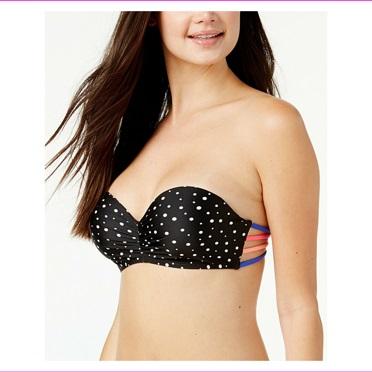 NWT California Waves Polka Dot Strapless S Bandeau Bikini Swim Top #96071