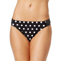 NWT California Waves Black Polka Dot XS Cheeky Bikini Swim Bottoms #96072