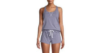 New Calvin Klein MD 2-Piece Jersey Tank & Shorts Pajama Set Navy Stripe #96083