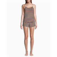 New Calvin Klein MD 2-Piece Logo Cotton Stretch Pajama Set Rainbow Stripe #96137
