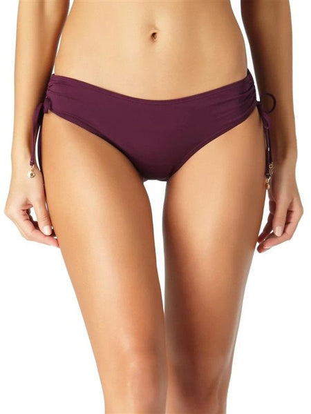 NWT Anne Cole Solid Maroon SZ 8 Strappy Cheeky Bikini Swim Bottoms #96252