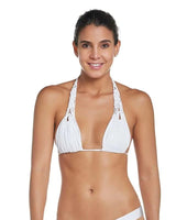 NWT Pilyq Waterlily Isla Halter M Triangle Strappy Bikini Swim Top #96304