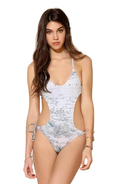 NWT Wildfox Boho Floral Open-Back Flounced Monokini One-piece Swimsuit #95396