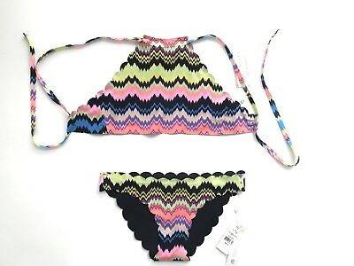 NWOT PIlyq Clara Zigzag S High-Neck Halter Cheeky Bikini Swim Set #96310