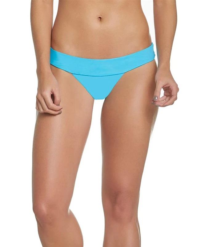 NWT Pilyq Marine Blue Solid S Cheeky Banded Bikini Swim Bottoms #96317