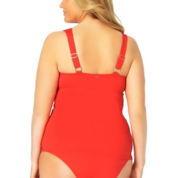 NWT Anne Cole Live In Color Twist Front Shoulder Strap Tankini 36 B/C Red #96329