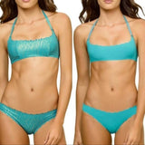 NWT Pilyq Sea Shine Blue Cheeky Reversible Bikini Swim Bottoms #96348