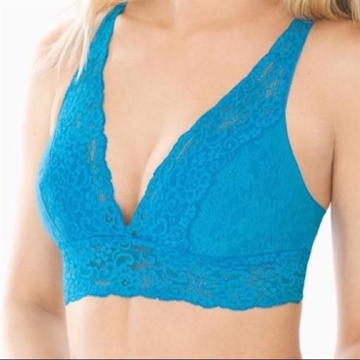 NWOT Soma XS Bralette Lace Plunge Bra Bright Blue #96353