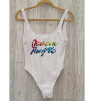 New Urban Outfitters M Ocean Pacific Retro Logo White One-Piece Swimsuit #96366