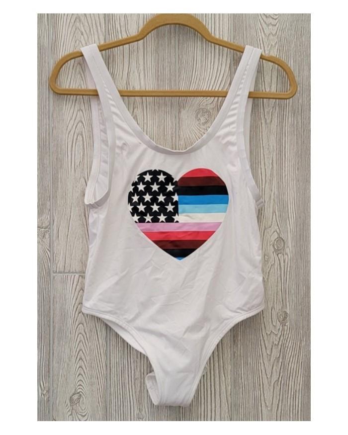 New Urban Outfitters M Out from Under Stars & Stripes Heart White Swimsuit 96367