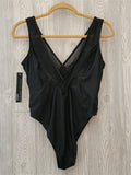 NWT Ashley Graham 6 Swimsuits for All Retro Textured Swimsuit Black 96390