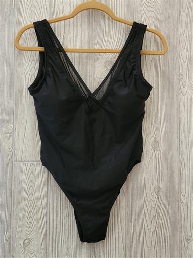 NWT Ashley Graham 6 Swimsuits for All Retro Textured Swimsuit Black 96390
