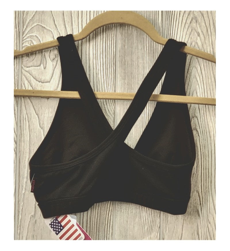 NWT Kos USA M High Performance Cross Back Dance Sports Bra 8210 Black #96450