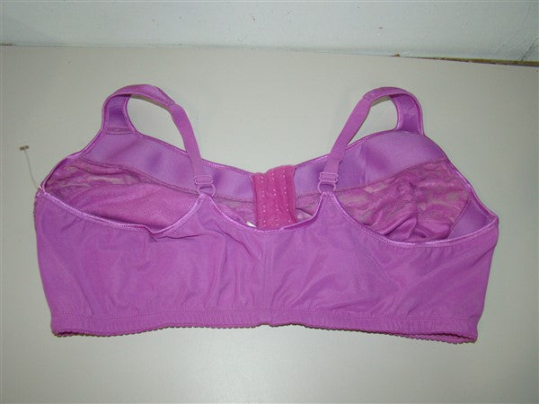 NWOT Comfort Choice 38G Soft Cup Lace Front Hook Bra Easy Enhancer Purple 96452