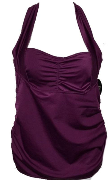 NWT Soma 36C 34D Convertible Halter Bra Cup Sized Tankini Top Plum 96505