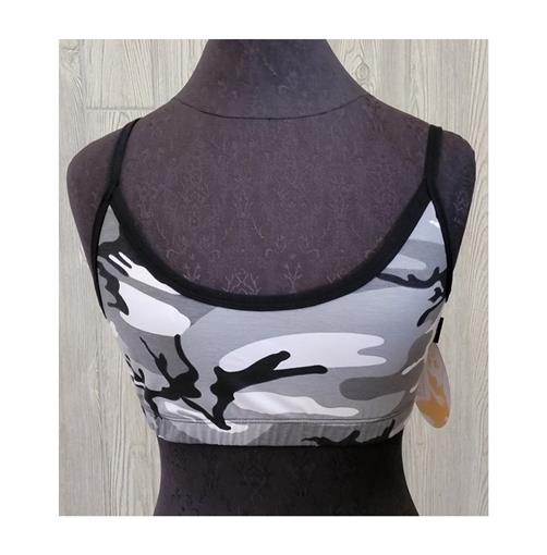 NWT Kos USA M Cross Back Dance Yoga Low-Impact Sports Bra 674 B/W Camo #96516