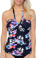NWOT Leilani Luxi Floral SZ 6 V-neck Bandini Tankini Swim Top #96701