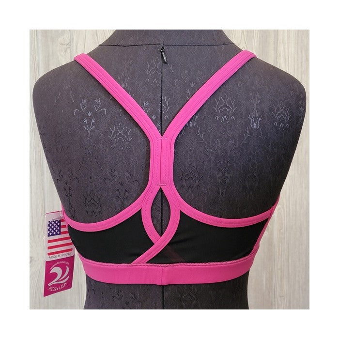 NWT Kos USA L High Performance Racerback Mesh Dance Sports Bra 8044 Pink #96707