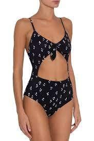 NWT Eberjey M Animal Spot Alexia 1PC MonoKini Swimsuit Black/White 96761