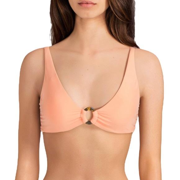 NWT Gianni Bini Solid Coral Ring MD Triangle Bikini Swim Top -#96763