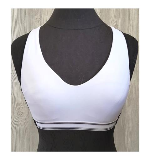 NWOT Bally Total Fitness M 34C/36B Low impact Sports Bra White Black #96768