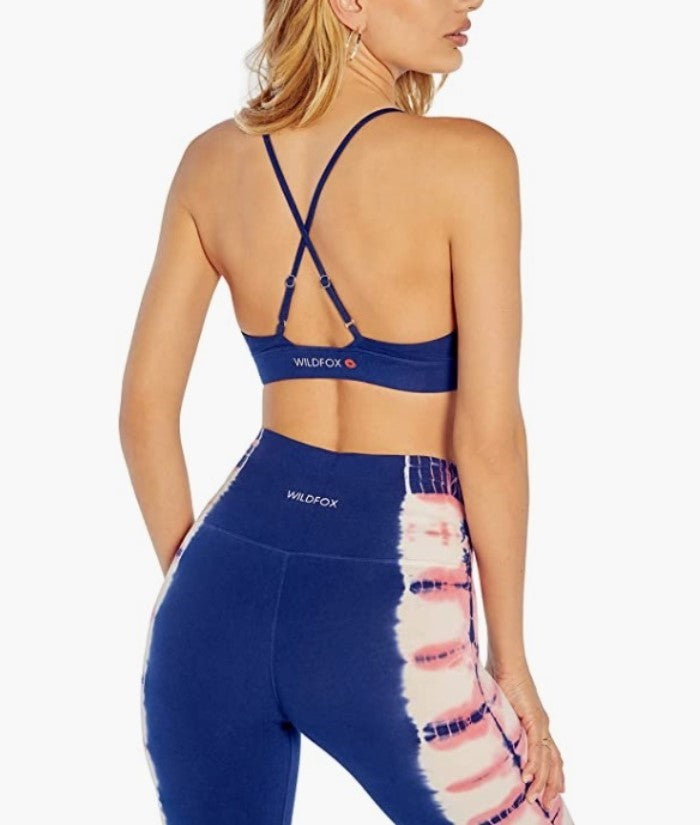 NWT WildFox SM Brynne Low-Impact Tie Dye Blue & Pink Sports Bra #96769