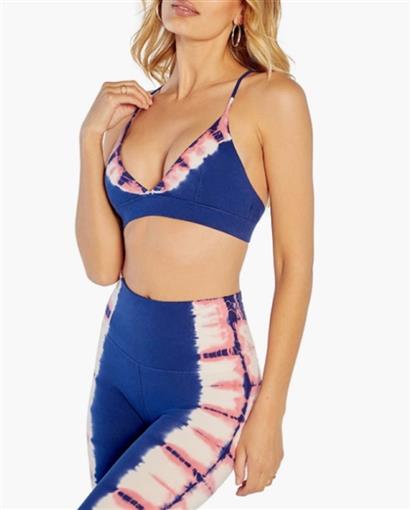 NWT WildFox SM Brynne Low-Impact Tie Dye Blue & Pink Sports Bra #96769