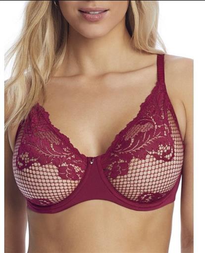 NWT Le Mystere 32DD Lace Allure Unlined Bra 8246 Red 96796