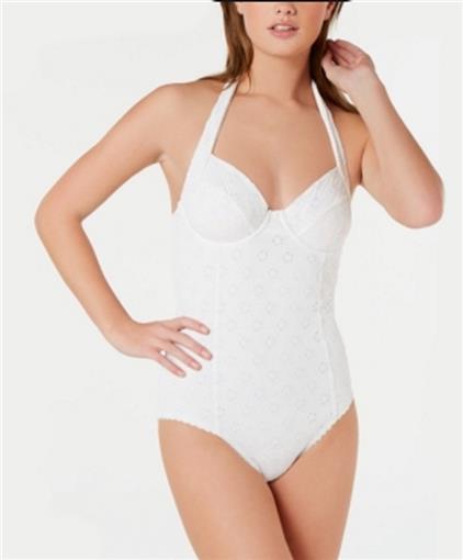 NWT Kate Spade S White Eyelet Halter Underwire Swimsuit 96897