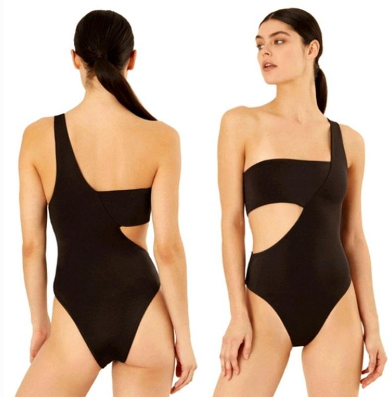 NWT Onia XS Margot Cut Out Asymmetrical Swimsuit Black