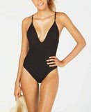 NWOT Lucky Brand Black Shoreline XS Textured One-Piece Swimsuit #96962