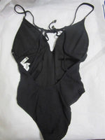 NWOT Lucky Brand Black Shoreline XS Textured One-Piece Swimsuit #96962