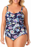 NWT Anne Cole 16W Twist Front Strapless 1PC Swimsuit Holiday Paisley 96977