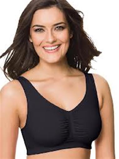 NEW Comfort Choice Black Ruched Cotton 36C Wire-Free Sleeping/Leisure Bra #97004
