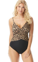 NWT Coco Reef 10 34C/D V-NECK UNDERWIRE 1PC SWIMSUIT JAGUAR 97040