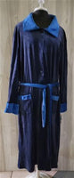 NWT Sesorie M Plush Fleece Long Button Front Robe Blue Floral #97090