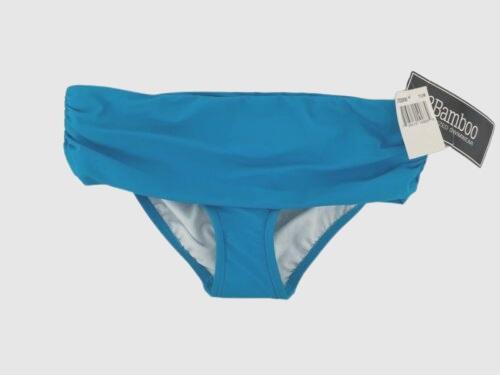 NWT 2 Bamboo Blue Banded XL Ruched Cheeky Bikini Swim Bottoms #97108