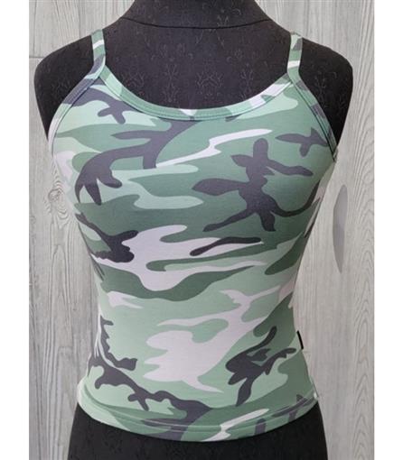 NWT Kos USA S Low-Impact Compression Dance Sports Camisole 160 Green Camo #97110