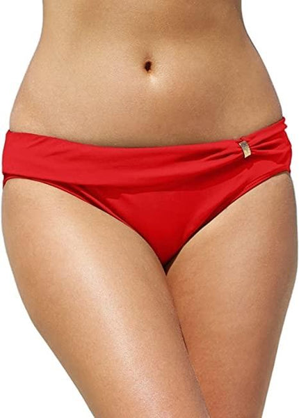 NWOT Ralph Lauren Solid Red Sash L Hipster Banded Bikini Swim Bottoms #97113