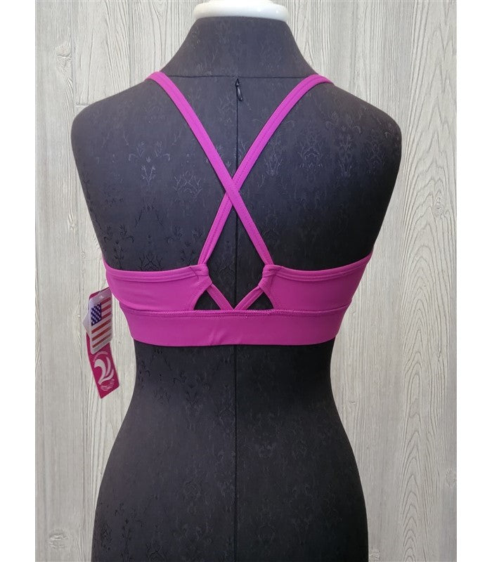 NWT Kos USA L Hi-Performance Cross Back Yoga Dance Sports Bra 8618 Fuchsia 97130