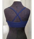 NWT Kos USA L Cross Back Dance Yoga Low-Impact Sports Bra 674 Navy Blue #97136