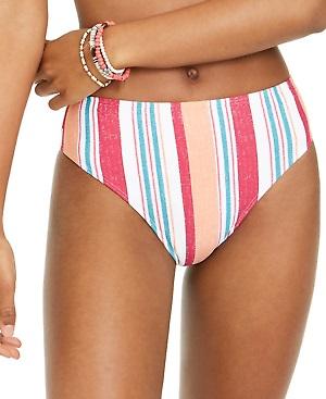 NWOT Roxy Multicolor Striped S High-Waisted Full Bikini Swim Bottoms #97148