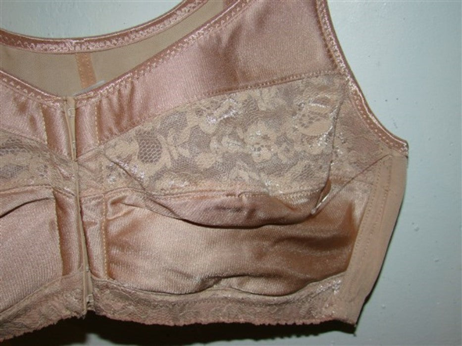 PO Comfort Choice 38C Soft Cup Lace Front Hook Bra Easy Enhancer Beige 97173