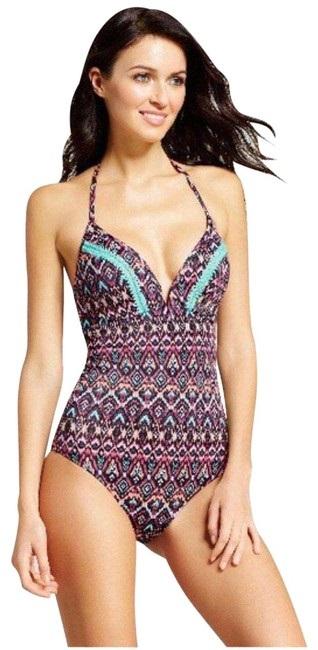 NWT Shade & Shore 34 B Tribal V-Neck Underwired One-Piece Swimsuit #97202