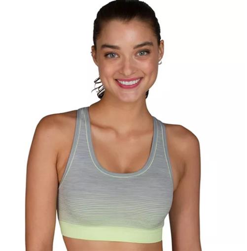 NWT Jockey Sport SM Ombre Stripe Medium-Impact Sports Bra 9493 Gray 97255