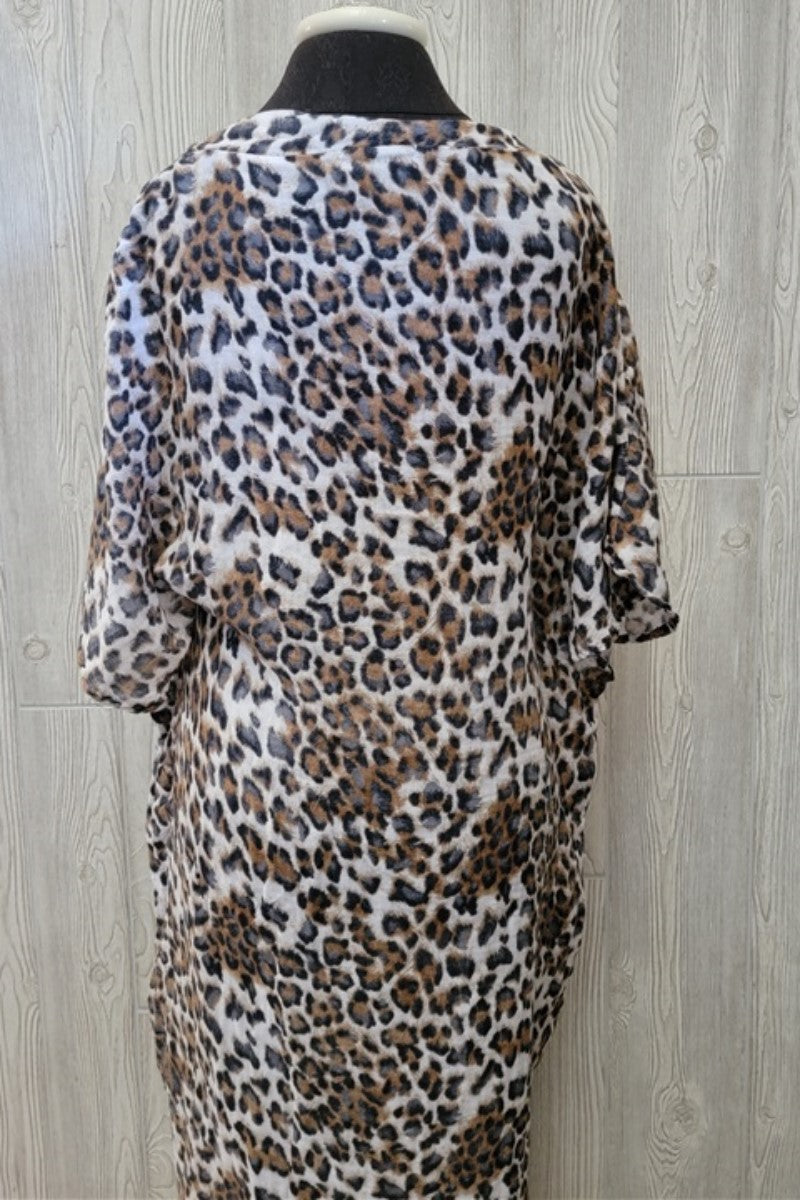 NWOT Michael Stars SM Journey Kaftan Caftan Midi Dress Gauzy Leopard 97344