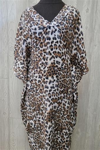 NWOT Michael Stars SM Journey Kaftan Caftan Midi Dress Gauzy Leopard 97344